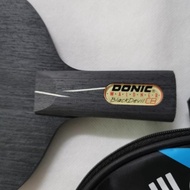 Donic Black Ping Pong Bat Penholder + Donic Baracuda Rubber Set