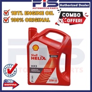FIS Engine Oil Shell Helix HX3 20W50 4Liter lubricant For Car High Mileage Proton Wira Saga Iswara P