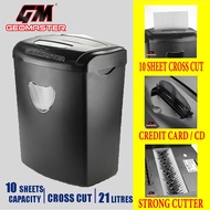 GEOMASTER Heavy Duty Paper Shredder , Shredder Machine  10 Sheets (Cross Cut  ) - 5 years warranty