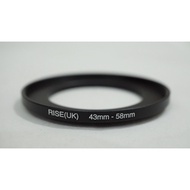 Rise Step Up Filter Ring 43mm - 58mm StepUp 43 mm - 58 mm 43 - 58