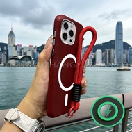 Suitable For iPhone 16 pro max Phone case with leather texture and magnetic suction ring for chargin