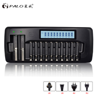Palo 12 ช่อง LCD Smart Charger สำหรับ AA/AAA SC Ni-MH NI-CD ความจุ 3.7V Li-Ion เข้า 18650 18490 1767