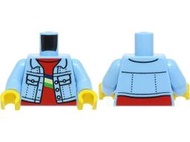 【樂高大補帖】LEGO 樂高 亮藍色 牛仔夾克 襯衫 條紋【973pb4601c01/10303/60329】MT-12
