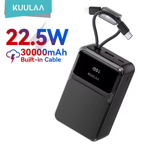 KUULAA 30000mAh 22.5W Power Bank Portable Charger Fast Charging Powerbank For iPhone 16 15 Pro Max X