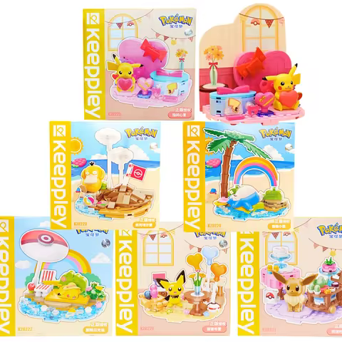 Original Keeppley Pokemon DIY Building blocks Pikachu Snorlax Eevee Psyduck Building Pichu Desktop A