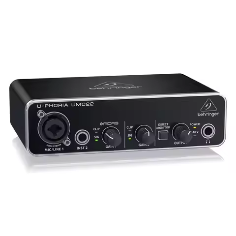 Behringer U-Phoria UMC22 Sound Card 2-Channel USB Audio Interface With 1 Midas Preamp & 48V Phantom 