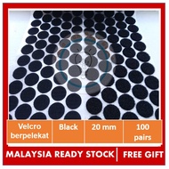 Velcro tape / adhasive tape / velcro dot - size 2cm (20 mm) black velcro (set of 200 pairs)