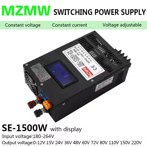 1500W Adjustable AC/DC Industrial Switching Power Supply 0-12V 24V 36V 48V 60V 72V 110V 220V Display
