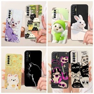 For Tecno Camon 17P Case CG7 CG7n Cute Cartoon Rabbit Cat Liquid Silicone Shockproof Phone Cover For