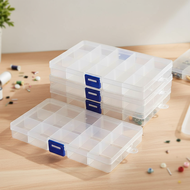 Clear Plastic Storage Box with 15 Compartments, Container for Tiny Beads, Pills, Herbs, and Small It