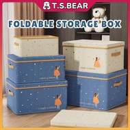 Foldable Storage Box With Cover Stackable Large Capacity Organizer Box Kotak Simpanan Selimut Closet