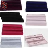 blesiya 3pcs Velvet Slots Ring Trays Showcase Display Jewelry Holder Box Long Case