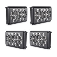 4Pcs 4"x6" Rectangle Projector LED Headlight White Light Fits Jeep Wrangler
