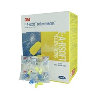 3M E-A-Rsoft Yellow Neons Earplugs 311-1250 , Corded, Regular Size (200pr/box) NRR 33dB