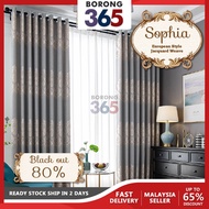 [1PC] Borong365 80% Blackout Sophia Design Curtain Langsir Tingkap Pinch Pleat Hook Ring Eyelet Slid