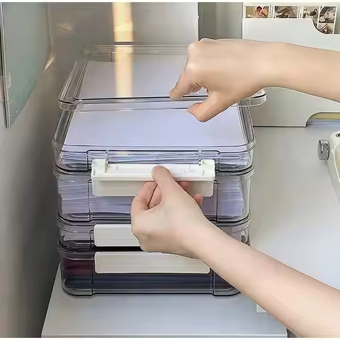 Dustproof Storage Container Clear Acrylic A4 Size Desktop File Holder For Exam Papers Documents Card
