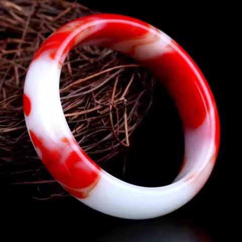 Natural authentic jade bracelet Hetian jade blood floating flower Gobi jade bracelet Hand-Carved Eme