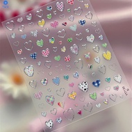 Silver Heart Nail Stickers Long-lasting Sticker Nail Art Accessories 【bluey】