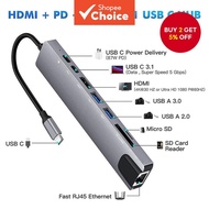 USB C Hub Type C to HDMI 8-in-1 Converter Port 4K 60Hz for MacBook/iPad/Laptop/Mobile Phone  USB C H