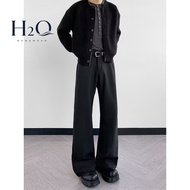 H2O 丨 Original Wide-Leg Suit Pants Men Loose Korean Version Cool Sense Trousers High-End Sense Trous
