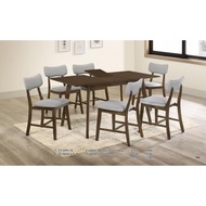 Ready Stock Dining Table Wood Top Set with Chairs