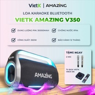 Loa Karaoke Bluetooth AMAZING V350 Âm Thanh Vòm 3D Sống Động +2 Micro Công Suất 350W Chống Nước IPX6