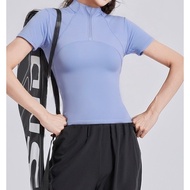 woman yoga t-shirt sports top tights zipper t-shirt top fitness gym workout wear stand-up collar