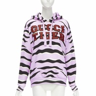 GUCCI TIGER 2022 purple cotton embroidery patch logo striped hoodie XXS