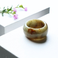 Genuine Burmese Jade Ring With Yellow Honey Orange-Gray size 57-58 mm