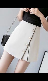 H&m zara style 白色A字裙褲 短褲 skirt shorts