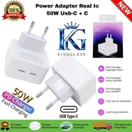 PD 50W Real Ic Adapter Dual USB Type C + C Fast Charging Charger Head for iP Fast charging [RAG]