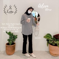 KATUN KEMEJA AILEEN BLOUSE - Women's Busui Shirt Top with Striped Pattern, Cotton Material by Latte
