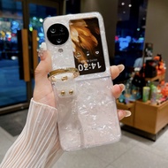Luxury Shell Pattern Casing for OPPO Find N3 N2 Flip with Ring Holder N3Flip N2Flip Protection Phone