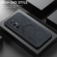 NO Fingerprint Luxury Leather Iron Ring For VIVO X70 Pro + Plus X70Pro 5G Car Holder Protector Magnetic Case Wireless Charging Cover