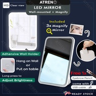 Led Mirror 2 Way Use Magnifying Mirror Rechargeable Adhesive Wall Mounted Mirror Premium LED Makeup