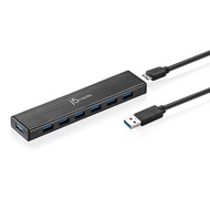 j5create 7-Port Powered USB 3.0 Data Hub with 3.3 ft Extended Cable [20W Power Adapter Included] for