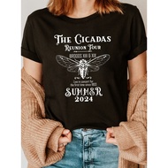 2024 Cicada Reunion Tour Women's T-Shirt – Casual Short Sleeve Crew Neck Top with Intricate Bee Grap