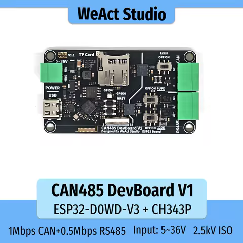 WeAct CAN485 DevBoard ESP32 CH343P CAN RS485 Development Board 5-36V 2.5kV Isolation 1Mbps CAN 0.5Mb