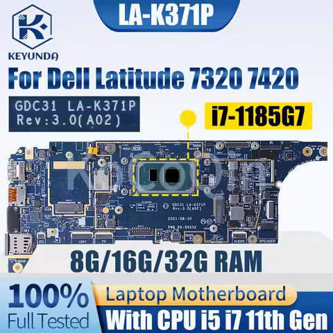 For Dell Latitude 7320 7420 Notebook Mainboard Laptop LA-K371P 0YWWPP 0XNWXV 0PKK8F 0KND83 i5 i7 11t