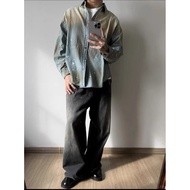 Acne studio Splash Ink Letters Distressed Long Sleeve Shirt