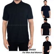 Kaos kerah / kaos polo unsex wanita pria hitam polos lengan pendek ukuran S-3XL