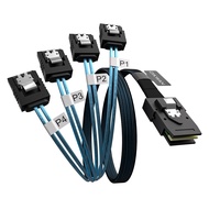 Mini SAS to 4 SATA Cable, 36 Pin SFF 8087 Host/Controller to 7 Pin SATA Target/Backplane, Compatible