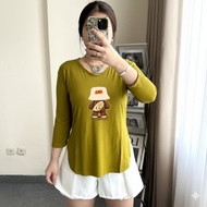 Women's 7 Sleeve T-Shirt/8 Spandex Jersey Printing Cute Viral Baju T Shirt Perempuan Baju Wanita