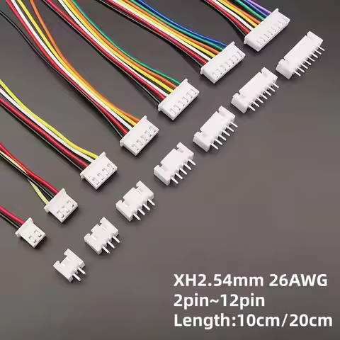 5Sets JST XH2.54 2.54mm Wire Cable Connector 2/3/4/5/6/7/8/9/10/12 Pin Male and Female Plug Socket 1