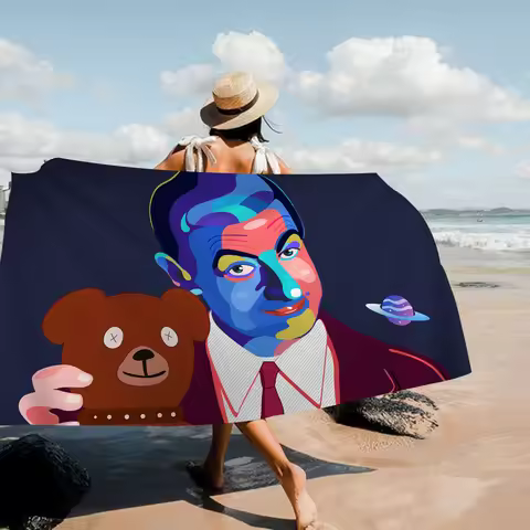 Mr-Bean CARTOON Towel Microfiber Beach Towel Absorbent Quick dry Soft Yoga Swimming Resort Mountain 