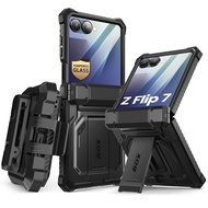 เคส i-Blason Armorbox สำหรับ Samsung Galaxy Z Flip 7 พร้อมขาตั้ง กระจกนิรภัยกันรอยหน้าจอ บานพับป้องก