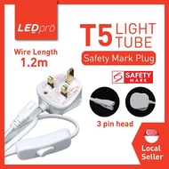 LED Pro T5 Tube 3 Pin Plug with Safety Mark