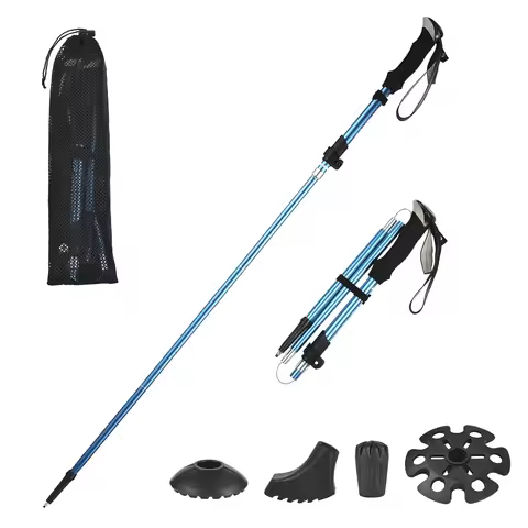 TOMSHOO Trekking Pole Lightweight Collapsible Trekking Pole Five-fold Walking Stick for Hiking Campi