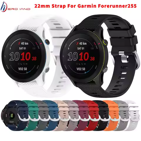 22mm Watchband For Garmin Forerunner 255 Silicone SmartWatch Band Wrist Strap Bracelet For Garmin Fo
