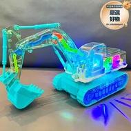 2023爆款兒童玩具車挖土機電動玩具男孩燈光音樂聲光萬向工程車有